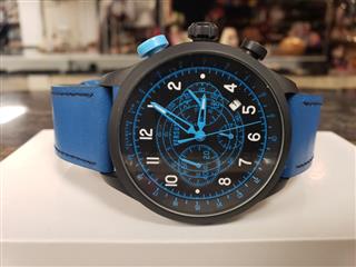 VERSUS BY VERSACE SOHO CHRONOGRAPH BLACK DIAL BLUE LEATHER MEN'S WATCH 3C7330000